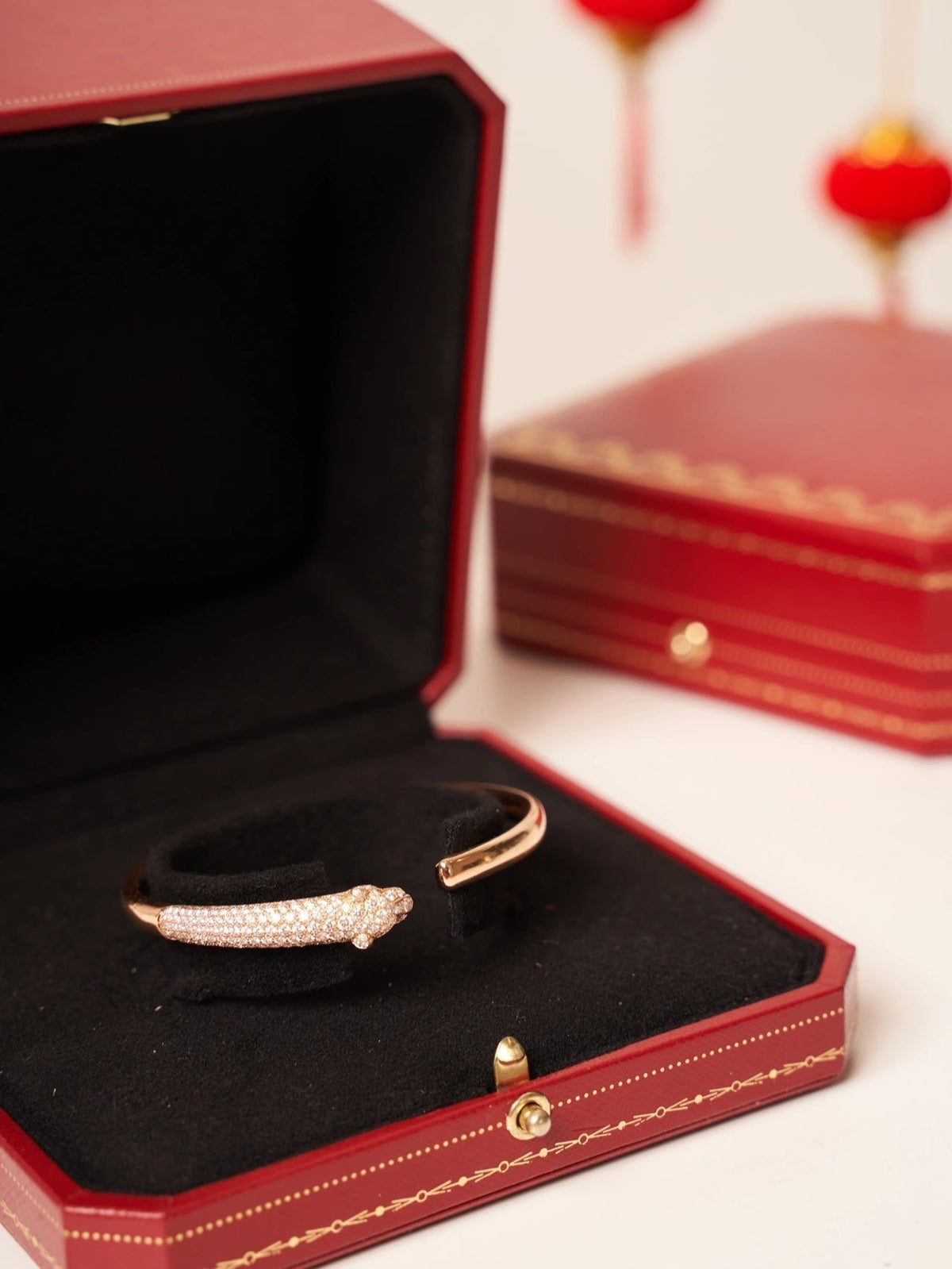 [LumiVibe]PANTHERE ROSE GOLD DIAMOND OPEN BRACELET