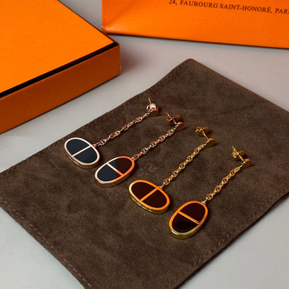 [LumiVibe]CHAINE VERSO BLACK CERAMIC EARRINGS