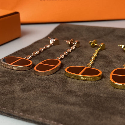 [LumiVibe]CHAINE VERSO BLACK CERAMIC EARRINGS