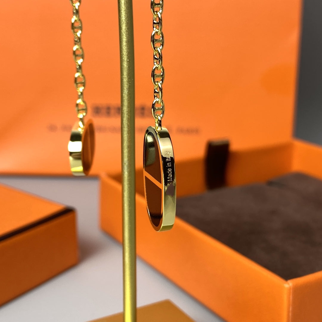 [LumiVibe]CHAINE VERSO BLACK CERAMIC EARRINGS