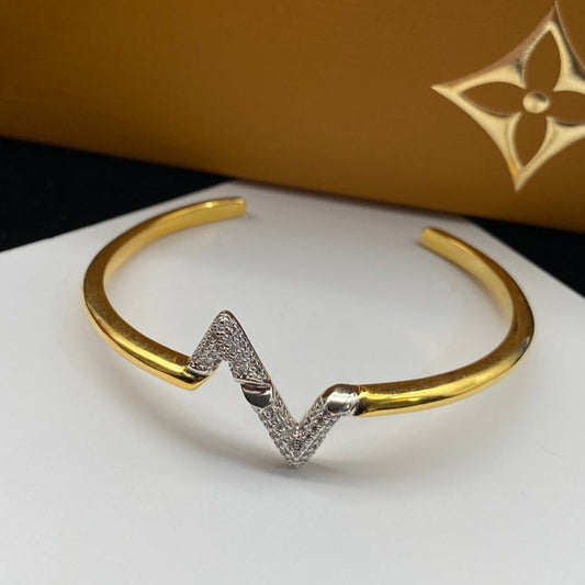 [LumiVibe]VOLTE UPSITE DOWN DIAMOND GOLD OPEN BRACELET