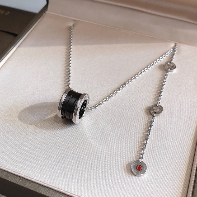 [LumiVibe]ZERO 1 BLACK CERAMIC SILVER NECKLACE