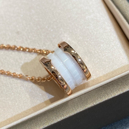 [LumiVibe]ZERO 1 WHITE CERAMIC PINK GOLD NECKLACE