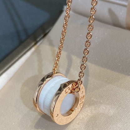[LumiVibe]ZERO 1 WHITE CERAMIC PINK GOLD NECKLACE