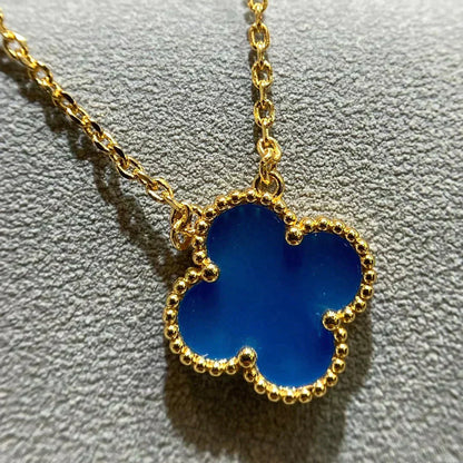 [LumiVibe]CLOVER 15MM BLUE AGATE NECKLACE