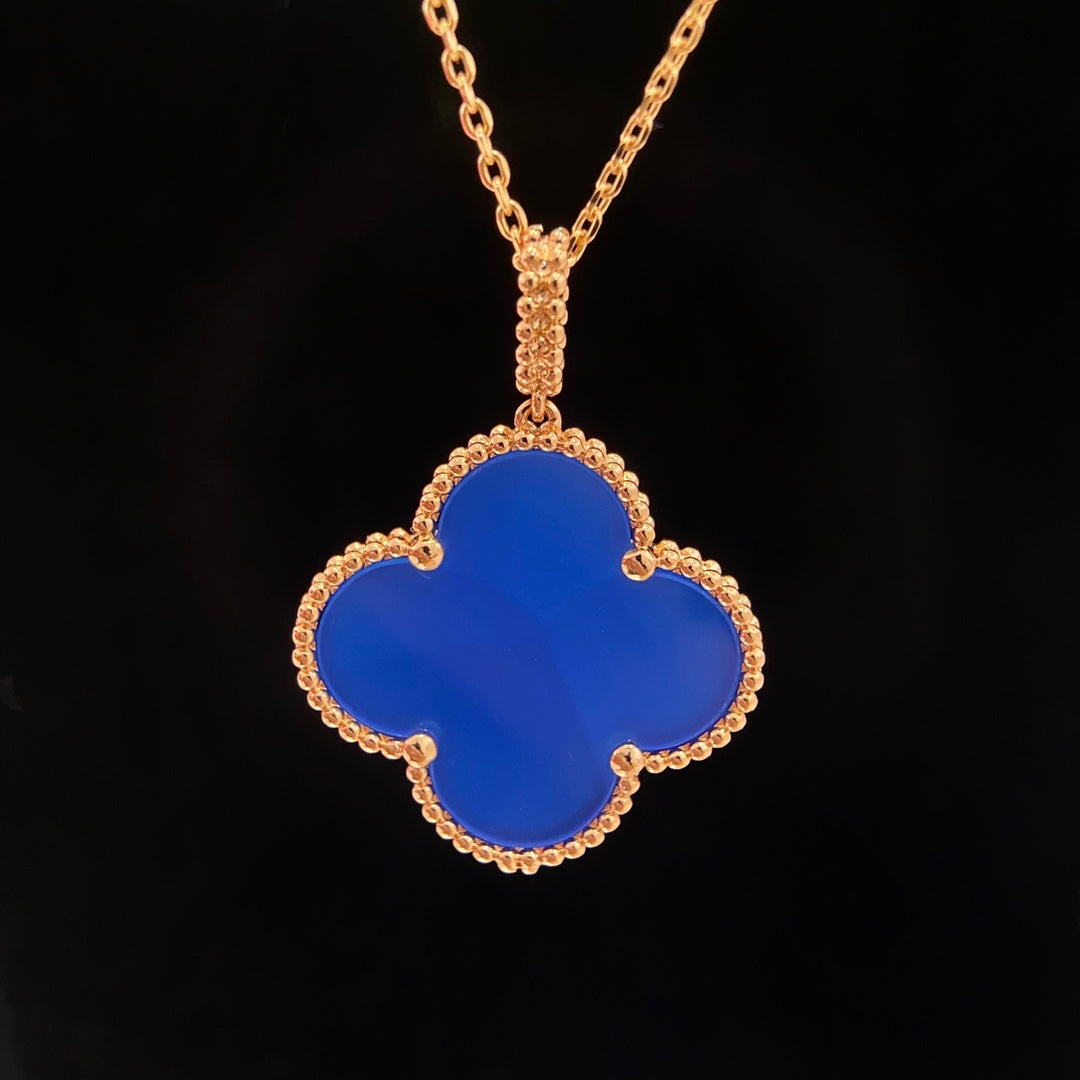 [LumiVibe]CLOVER 25MM NECKLACE TURQUOISE ROSE GOLD