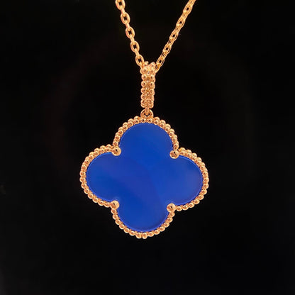 [LumiVibe]CLOVER 25MM NECKLACE TURQUOISE ROSE GOLD