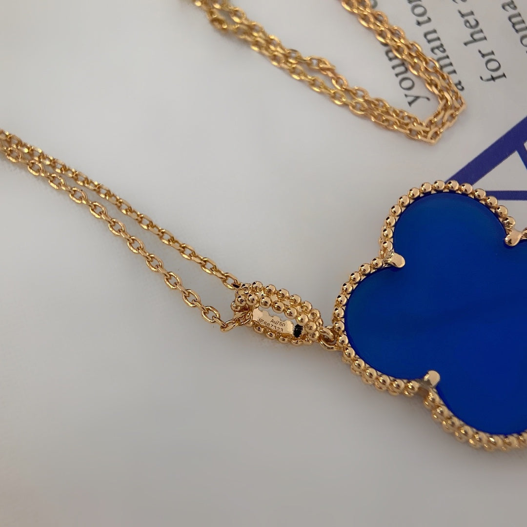 [LumiVibe]CLOVER 25MM NECKLACE TURQUOISE ROSE GOLD