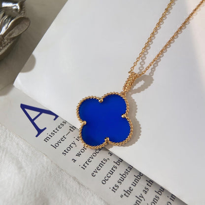 [LumiVibe]CLOVER 25MM NECKLACE TURQUOISE ROSE GOLD