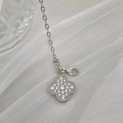 [LumiVibe]CLOVER 5 MOTIFS SILVER DIAMONDS NECKLACE