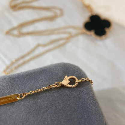 [LumiVibe]CLOVER 25MM NECKLACE GOLD ONYX