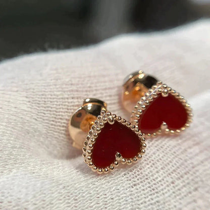 [LumiVibe]HEART CARNELIAN STUD EARRINGS