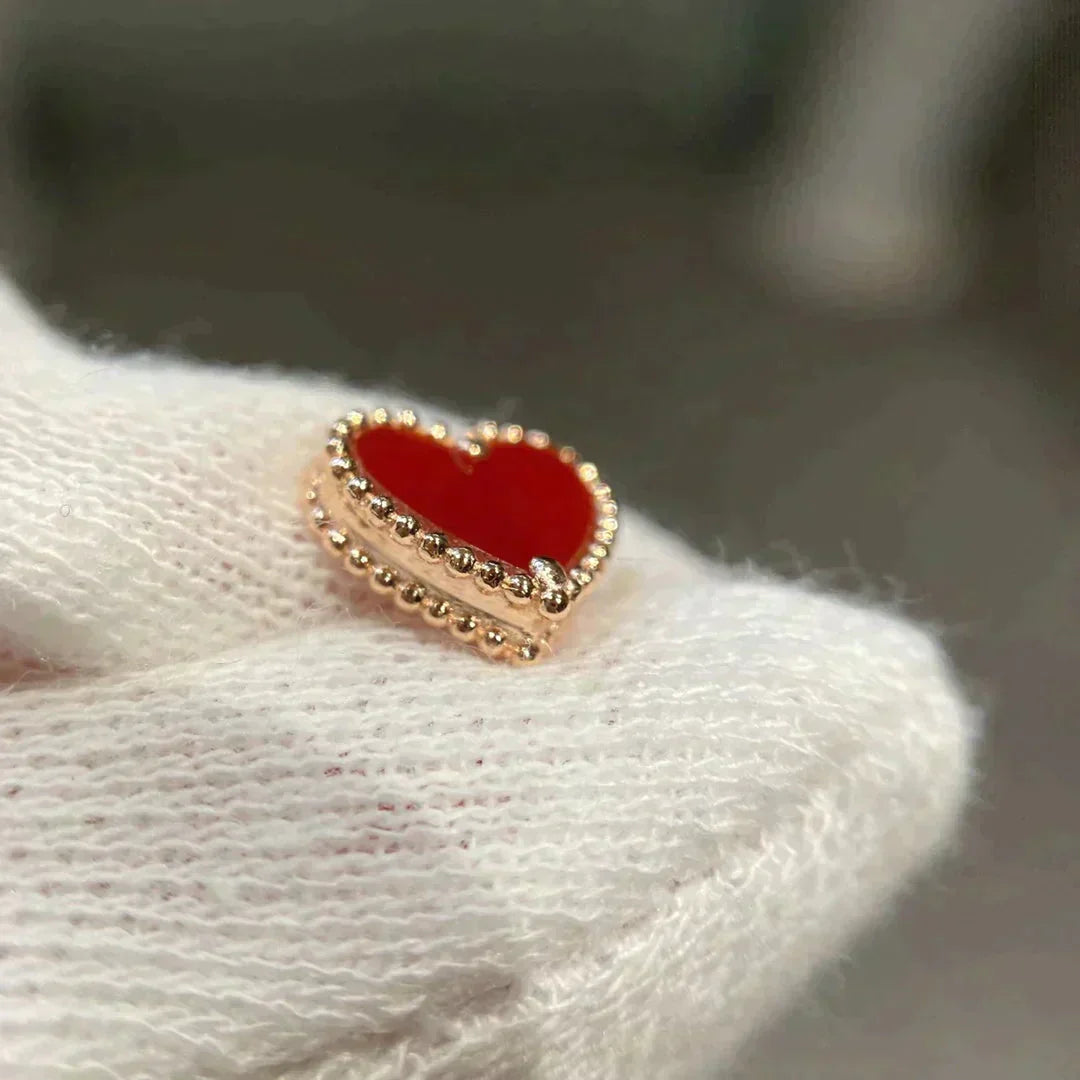 [LumiVibe]HEART CARNELIAN STUD EARRINGS