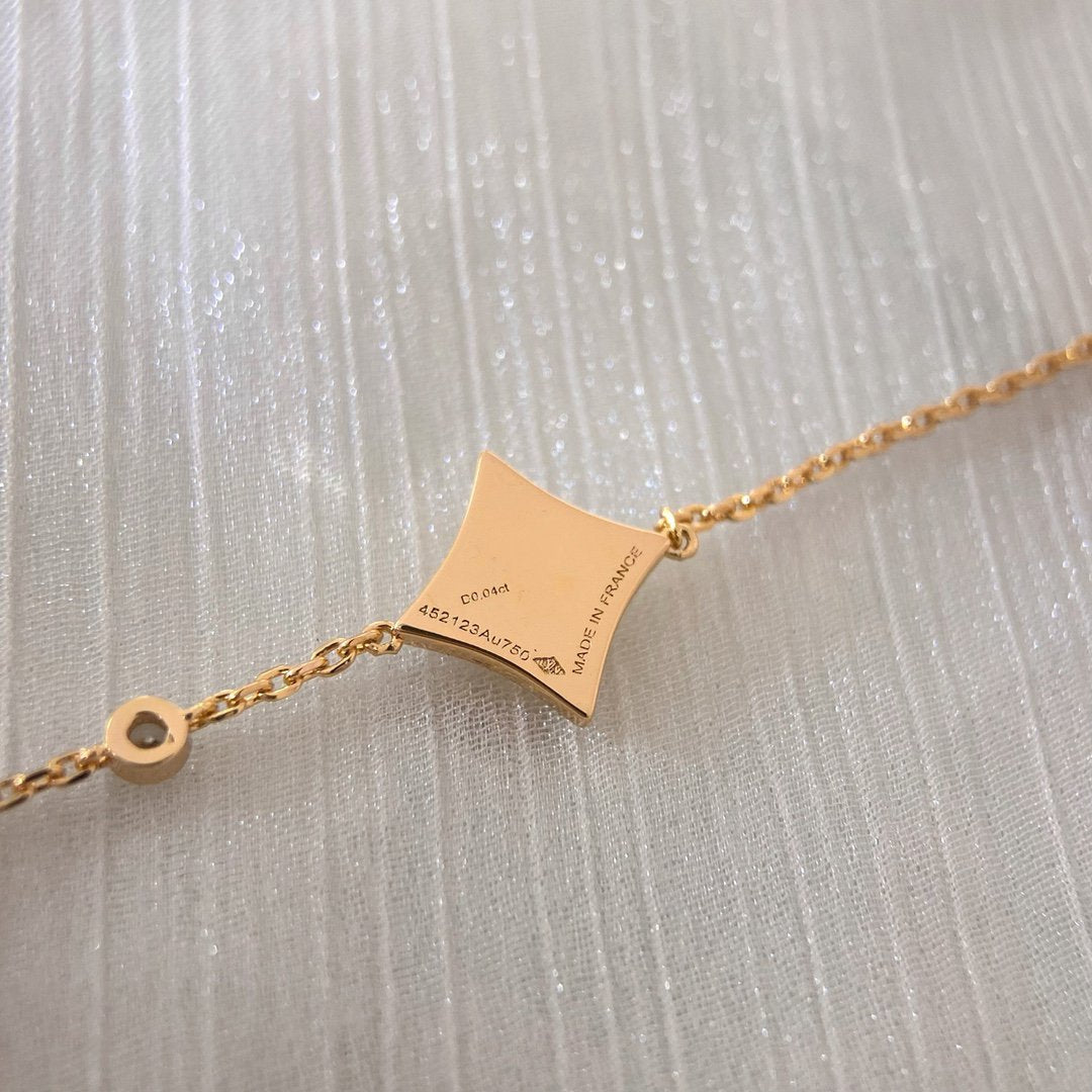 [LumiVibe]COLOR STAR CARNELIAN PINK GOLD DIAMOND BRACELET