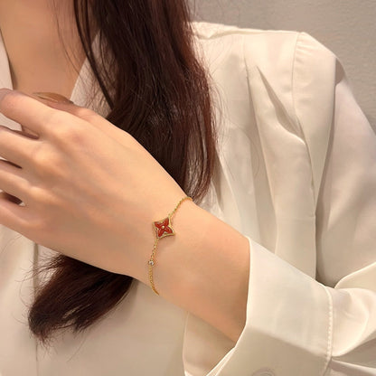 [LumiVibe]COLOR STAR CARNELIAN PINK GOLD DIAMOND BRACELET