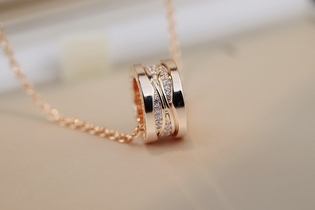 [LumiVibe]ZERO 1 PINK GOLD DIAMOND NECKLACE