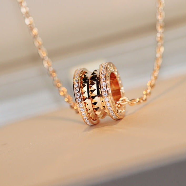[LumiVibe]ZERO 1 ROCK PEDANT PINK GOLD NECKLACE