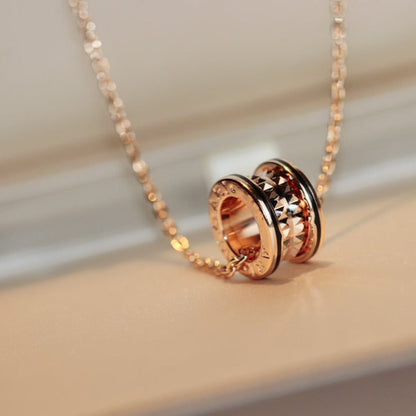 [LumiVibe]ZERO 1 ROCK PEDANT PINK GOLD BLACK NECKLACE