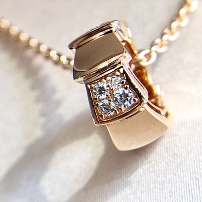 [LumiVibe]SERPENTI PEDANT DIAMOND PINK GOLD NECKLACE