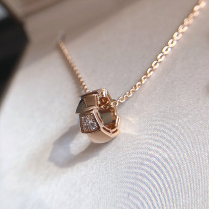[LumiVibe]SERPENTI PEDANT DIAMOND PINK GOLD NECKLACE