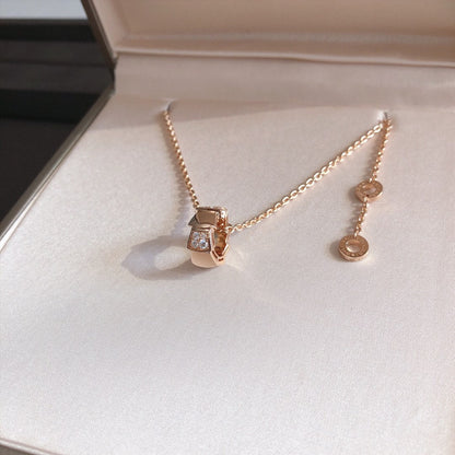 [LumiVibe]SERPENTI PEDANT DIAMOND PINK GOLD NECKLACE
