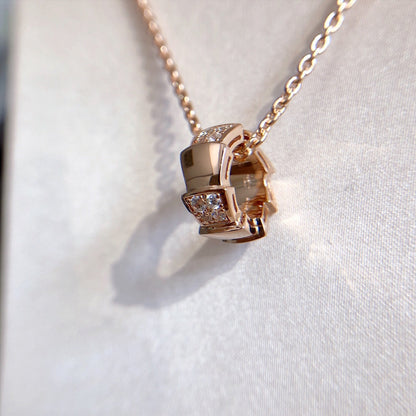[LumiVibe]SERPENTI PEDANT DIAMOND PINK GOLD NECKLACE