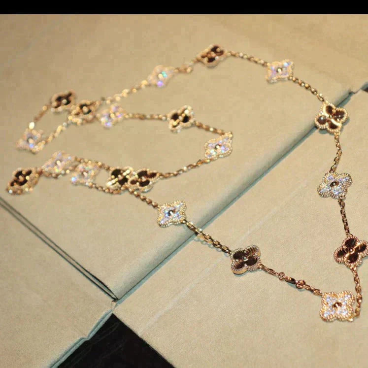 [LumiVibe]CLOVER 20 MOTIFS LASER DIAMOND NECKLACE