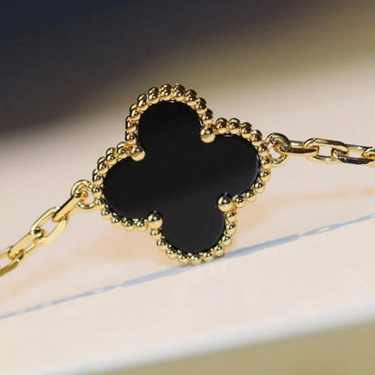[LumiVibe]CLOVER 20 MOTIFS ONYX NECKLACE