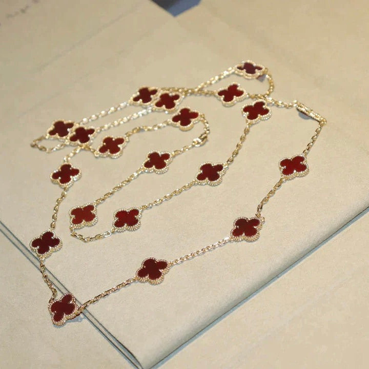 [LumiVibe]CLOVER 20 MOTIFS CARNELIAN NECKLACE