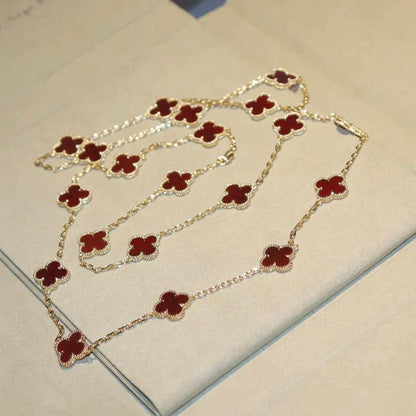 [LumiVibe]CLOVER 20 MOTIFS CARNELIAN NECKLACE