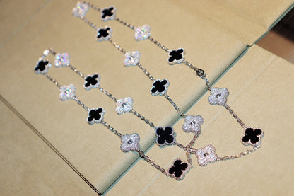 [LumiVibe]CLOVER 20 MOTIFS ONYX DIAMOND SILVER
