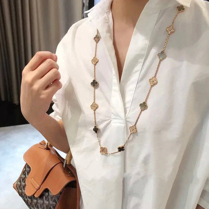 [LumiVibe]CLOVER 20 MOTIFS DARK MOP DIAMOND  NECKLACE