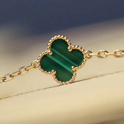 [LumiVibe]CLOVER 20 MOTIFS MALACHITE DIAMOND NECKLACE