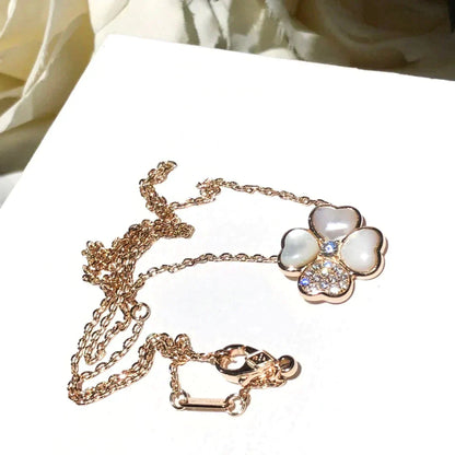 [LumiVibe]CLOVER MOP DIAMOND ROSE GOLD NECKLACE