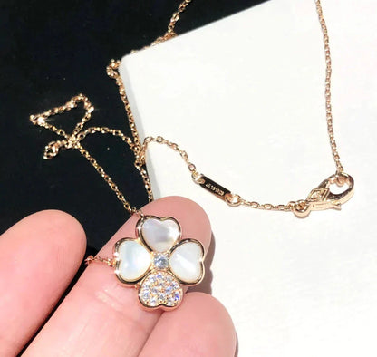 [LumiVibe]CLOVER MOP DIAMOND ROSE GOLD NECKLACE
