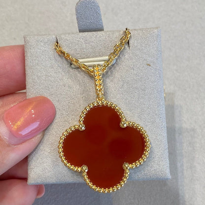 [LumiVibe]CLOVER 25MM NECKLACE GOLD CARNELIAN
