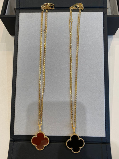 [LumiVibe]CLOVER 25MM NECKLACE GOLD CARNELIAN
