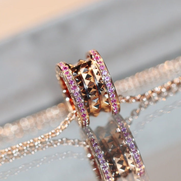 [LumiVibe]ZERO 1 ROCK PINK GOLD PINK DIAMOND NECKLACE