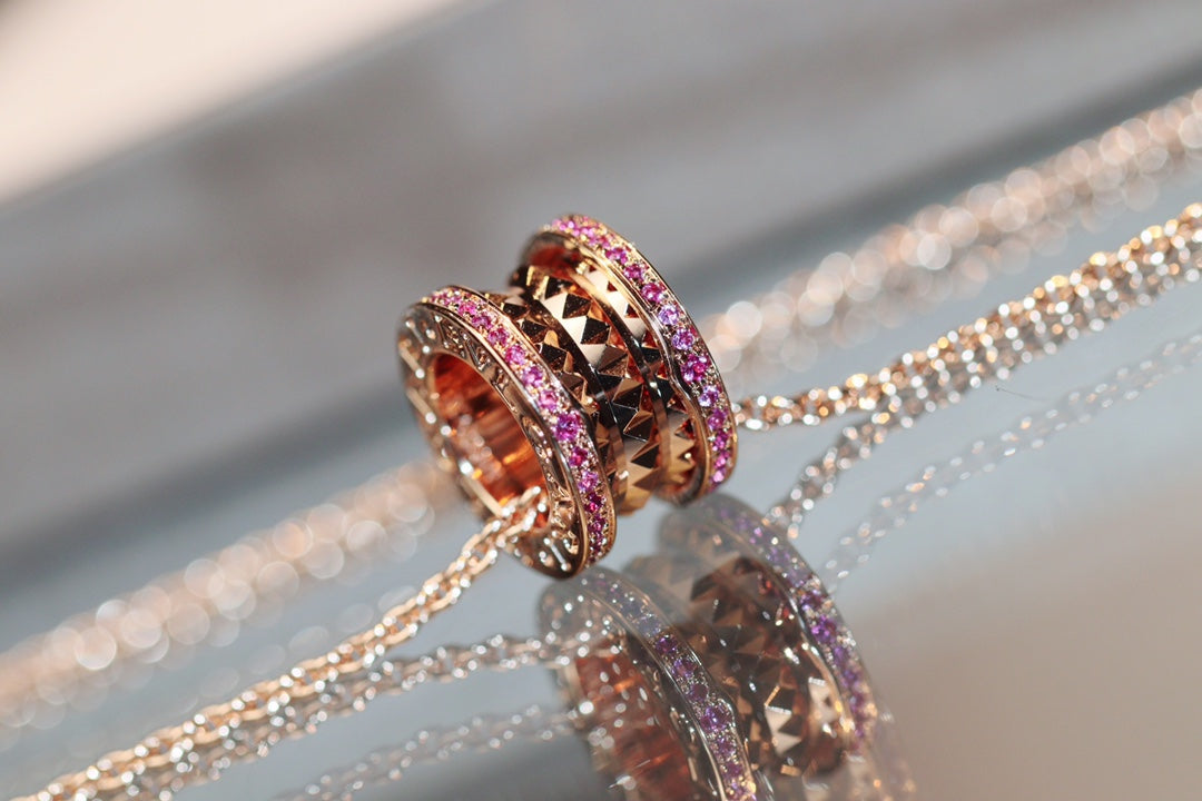 [LumiVibe]ZERO 1 ROCK PINK GOLD PINK DIAMOND NECKLACE
