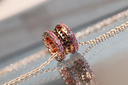 [LumiVibe]ZERO 1 ROCK PINK GOLD PINK DIAMOND NECKLACE