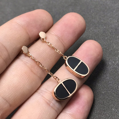 [LumiVibe]CHAINE VERSO BLACK CERAMIC SILVER EARRINGS