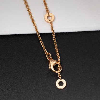 [LumiVibe]ZERO 1 WHITE CERAMIC PINK GOLD DIAMOND NECKLACE