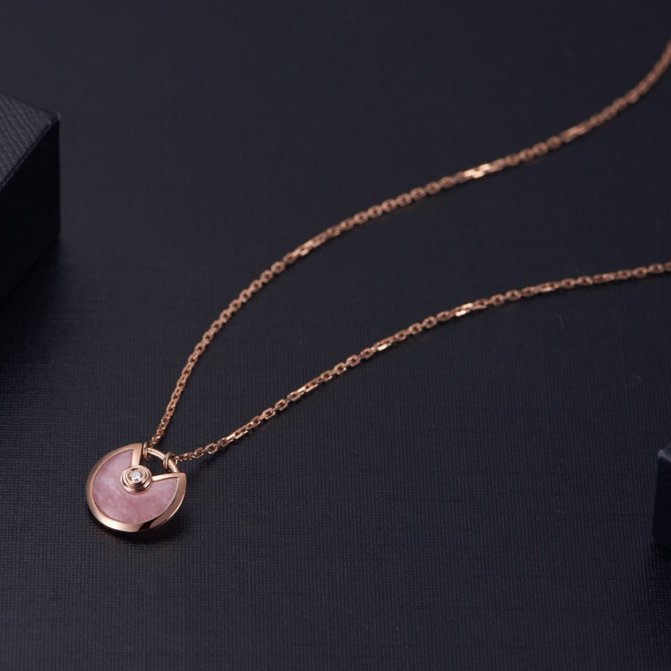 [LumiVibe]AMULETTE ROSE GOLD PINK MOP NECKLACE