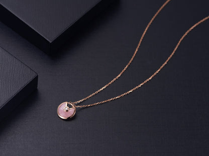 [LumiVibe]AMULETTE ROSE GOLD PINK MOP NECKLACE