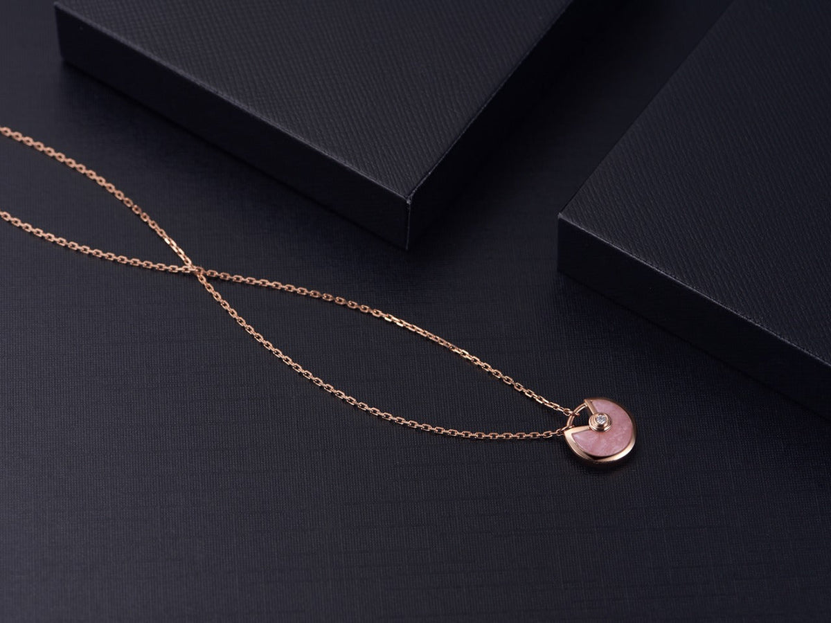 [LumiVibe]AMULETTE ROSE GOLD PINK MOP NECKLACE