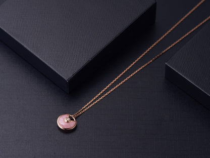 [LumiVibe]AMULETTE ROSE GOLD PINK MOP NECKLACE