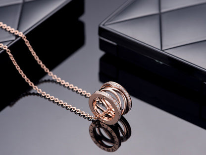 [LumiVibe]ZERO 1 PINK GOLD DIAMOND OPEN NECKLACE