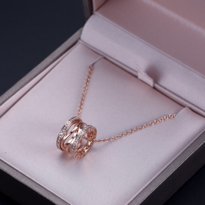 [LumiVibe]ZERO 1 PINK GOLD DIAMOND OPEN NECKLACE