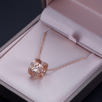 [LumiVibe]ZERO 1 PINK GOLD DIAMOND OPEN NECKLACE