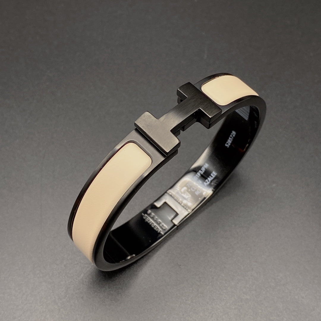 [LumiVibe]H BRACELET 12MM BLACK BEIGE CERAMIC